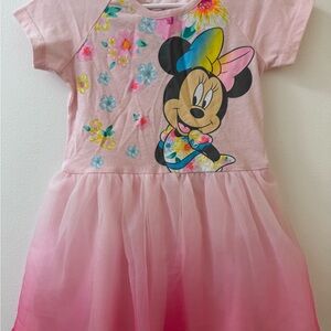 Disney Pink Minnie Mouse Floral Kids Dress